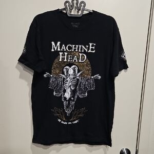 Men's Machine Head Black Graphic Skull Band Tee Large